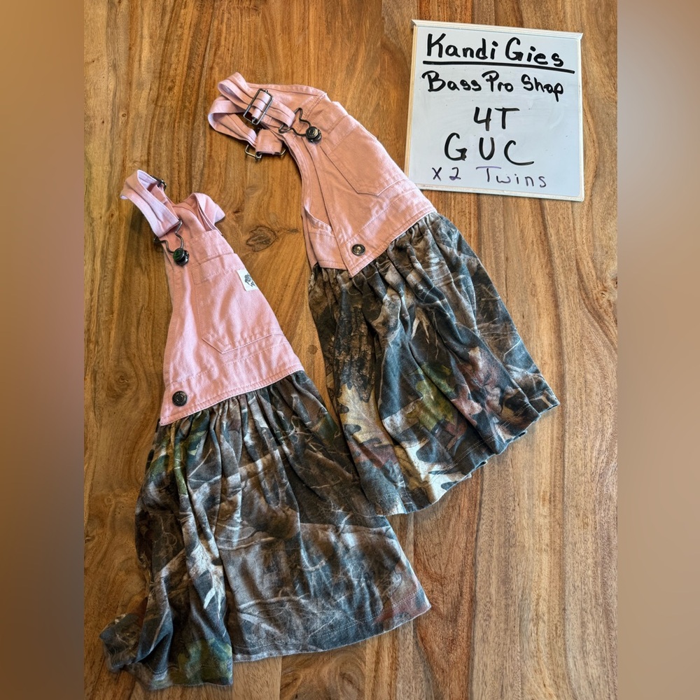 Twin Bundle 2 Pink and Camouflage Overalls for Kids